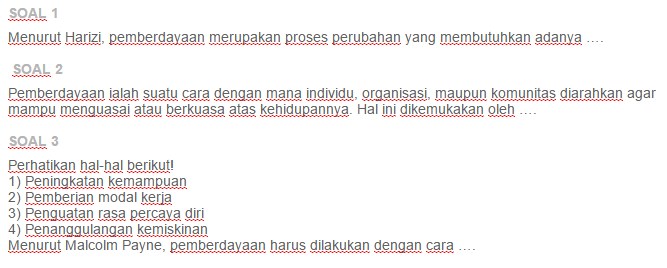 Contoh Soal Pengertian Dan Karakteristik Pemberdayaan Komunitas
