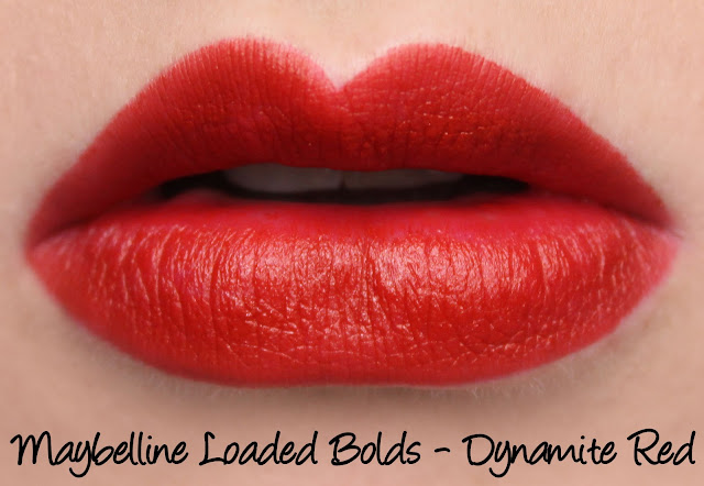 Maybelline Loaded Bolds Lipstick - Dynamite Red Swatches & Review
