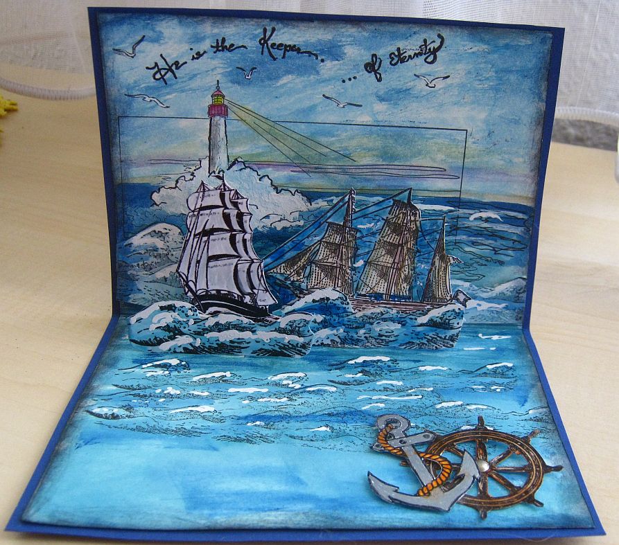 Schaerfchens Kreative Welt: Popup-Karte maritim