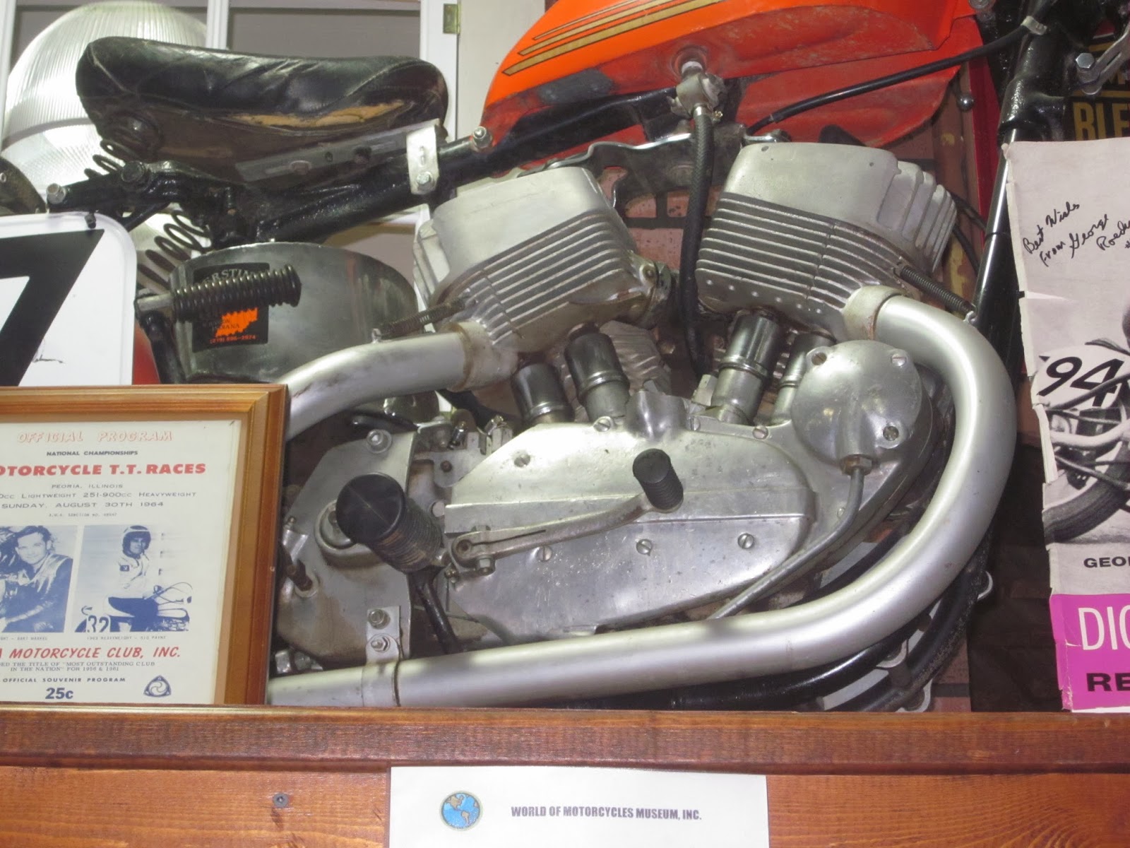 OldMotoDude 1957 Harley Davidson KR Flat Tracker on display at the