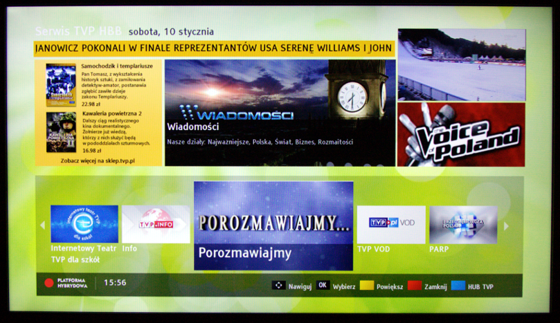 Ekran startowy platformy HbbTV kanału TVP1
