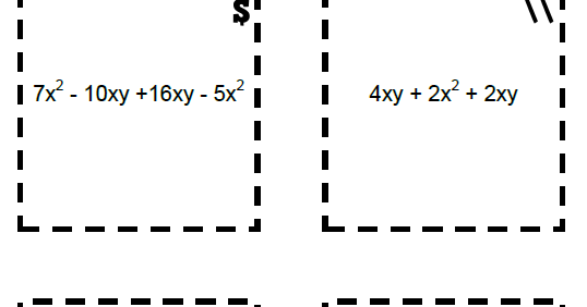 Jae Gets Real: Combining Like Terms Sorting Cards