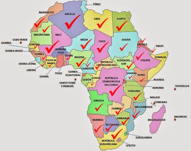 Mapa de África de libros y autores