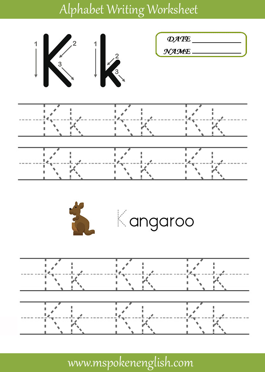 M Spoken English: Alphabet Worksheet K
