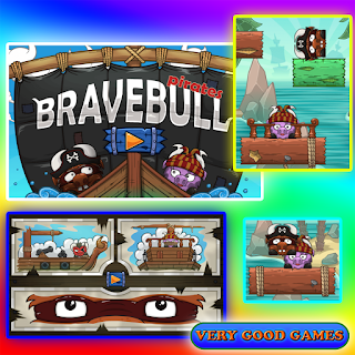 A banner for playing free puzzle game Bravebull Pirates