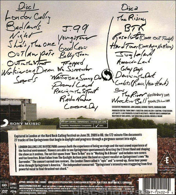 Musik DVD Bruce Springsteen London Calling Live At Hyde Park 2009 jpg (600x665)
