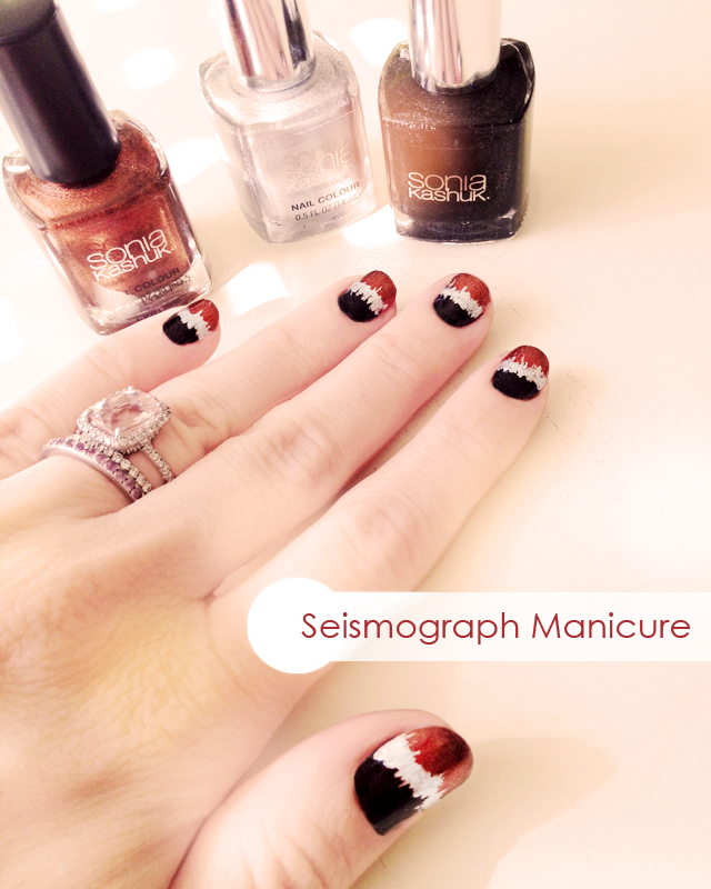 Seismograph manicure, halloween nails