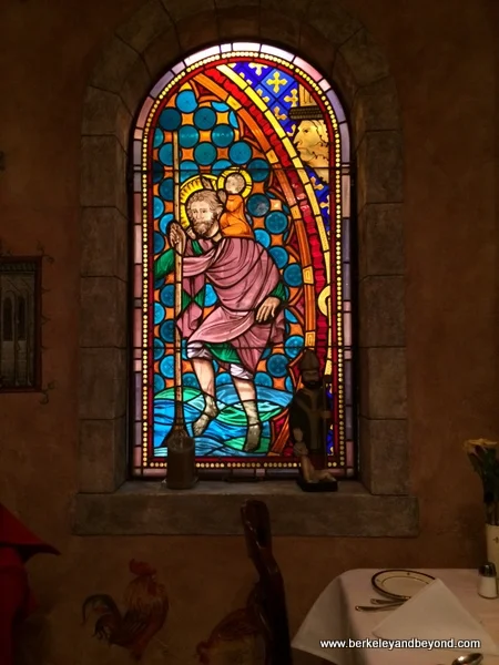 Chartres stainted-glass window at Restaurant Jeanne d'Arc in San Francisco