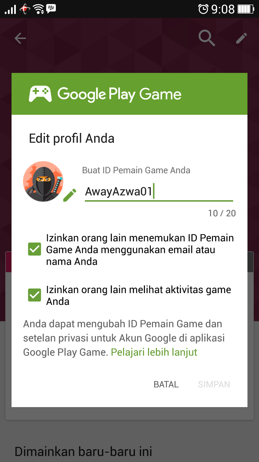 cara ganti nama dan gambar pada profil