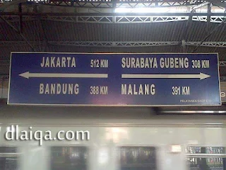 informasi jarak di Stasiun Tugu, Yogyakarta