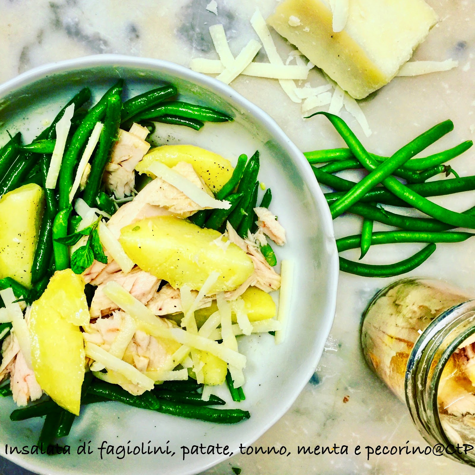 Insalata di fagiolini, patate, tonno, menta e pecorino alessandra ruggeri Insalata di fagiolini, patate, tonno, menta e pecorino alessandra ruggeri