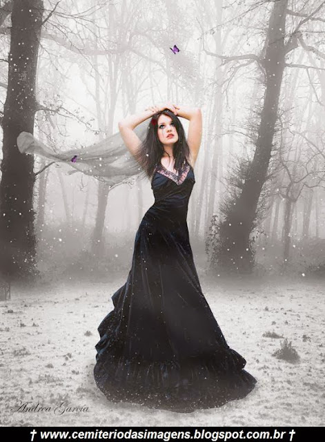gotica,vestido,preto,frio,neve,borboleta