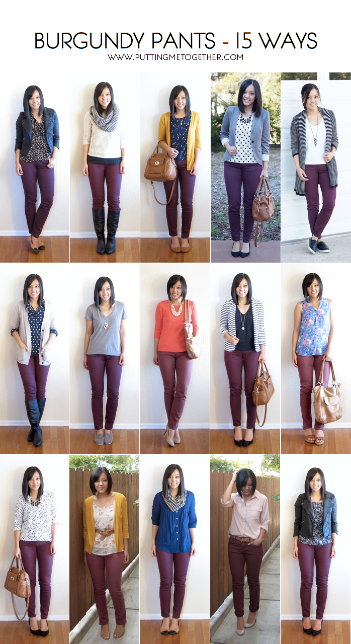 Plaid Boyfriend Blazer And Burgundy Pants  an indigo day