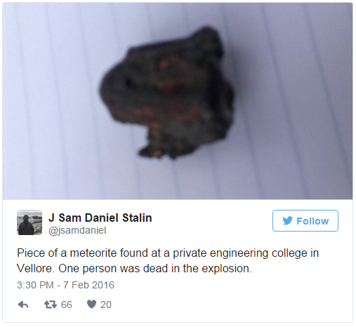 suposto meteorito que matou homem na Índia