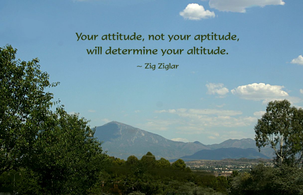 Your attitude not your aptitude will determine your altitude