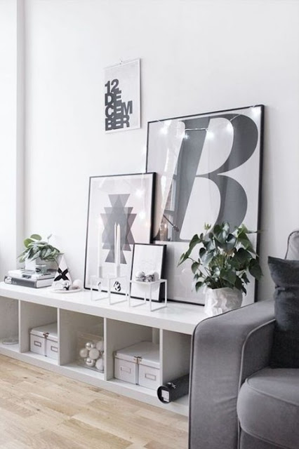 Ikea hack for Kallax shelving as chic console table - found on Hello Lovely Studio