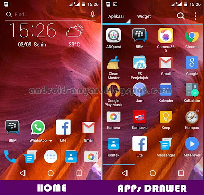Mengubah Background App Drawer Android One jadi tembus pandang di Nexian, Mito, Evercoss