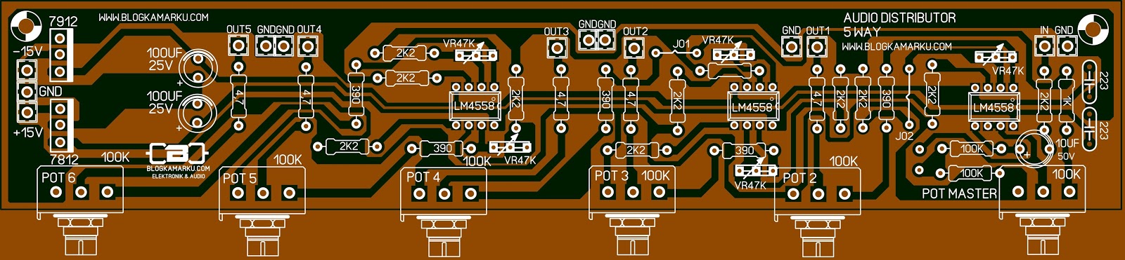 Layout PCB Audio Distributor 5 way Untuk Sound System audio – BLOGKAMARKU