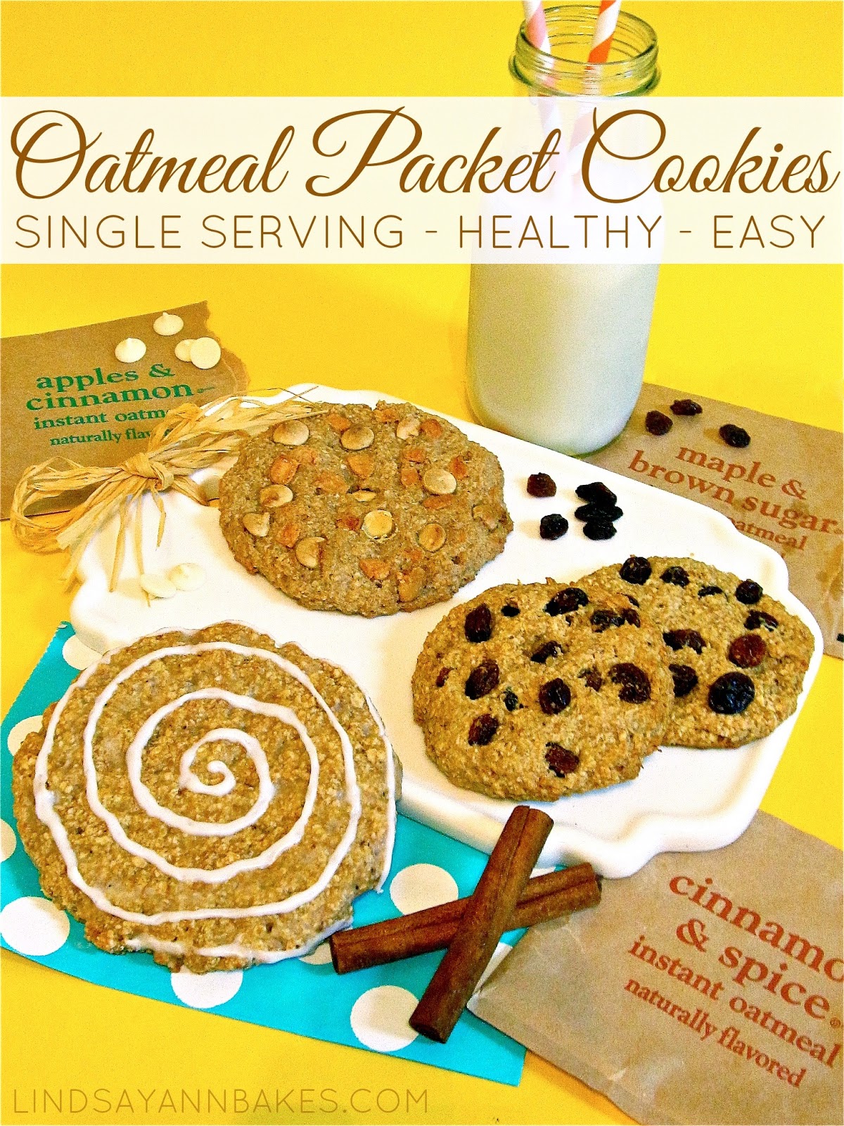 SingleServing Oatmeal Packet Cookies (eggfree, dairyfree, lowfat) The Lindsay Ann