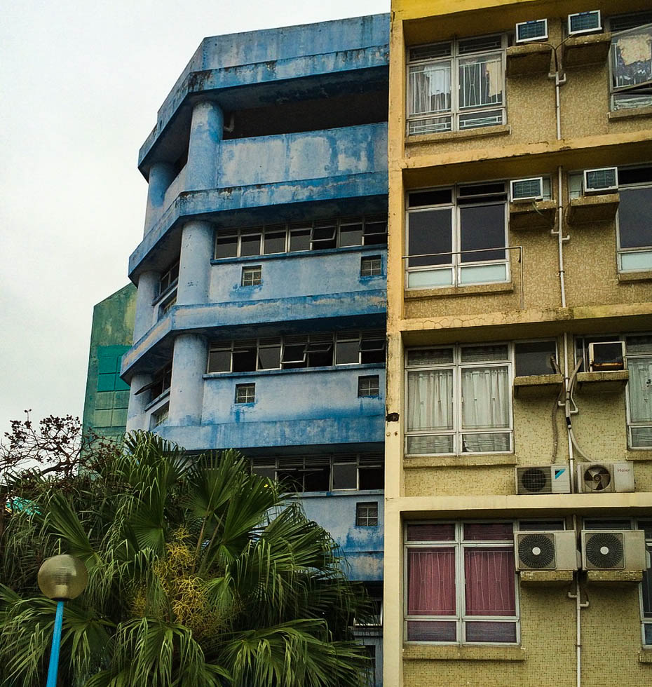 Colourful apartment blocks on Peng Chau island, Hong Kong