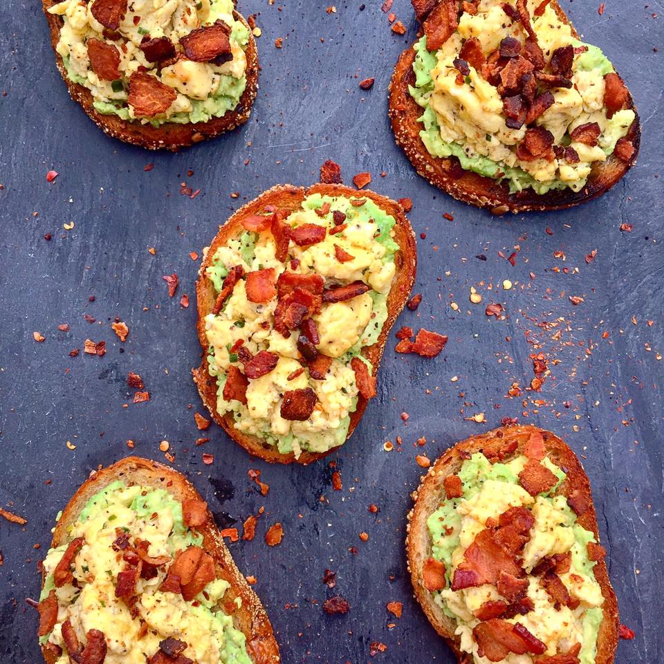 Haute + Heirloom "Bae" Toast with Crispy Bacon Lardons, Marinated