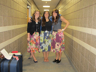 Linnea with Amy and Quincy wearing their Old Navy matching skirts.