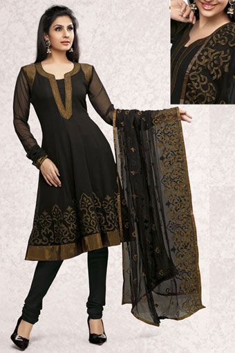 Indian A-line Kalidhar Kurta Pajama with Embroidered ~ Ladies Fashion Style