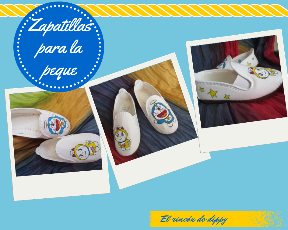 El rincón de Dippy Zapatillas pintadas a mano Doraemon y Dorami