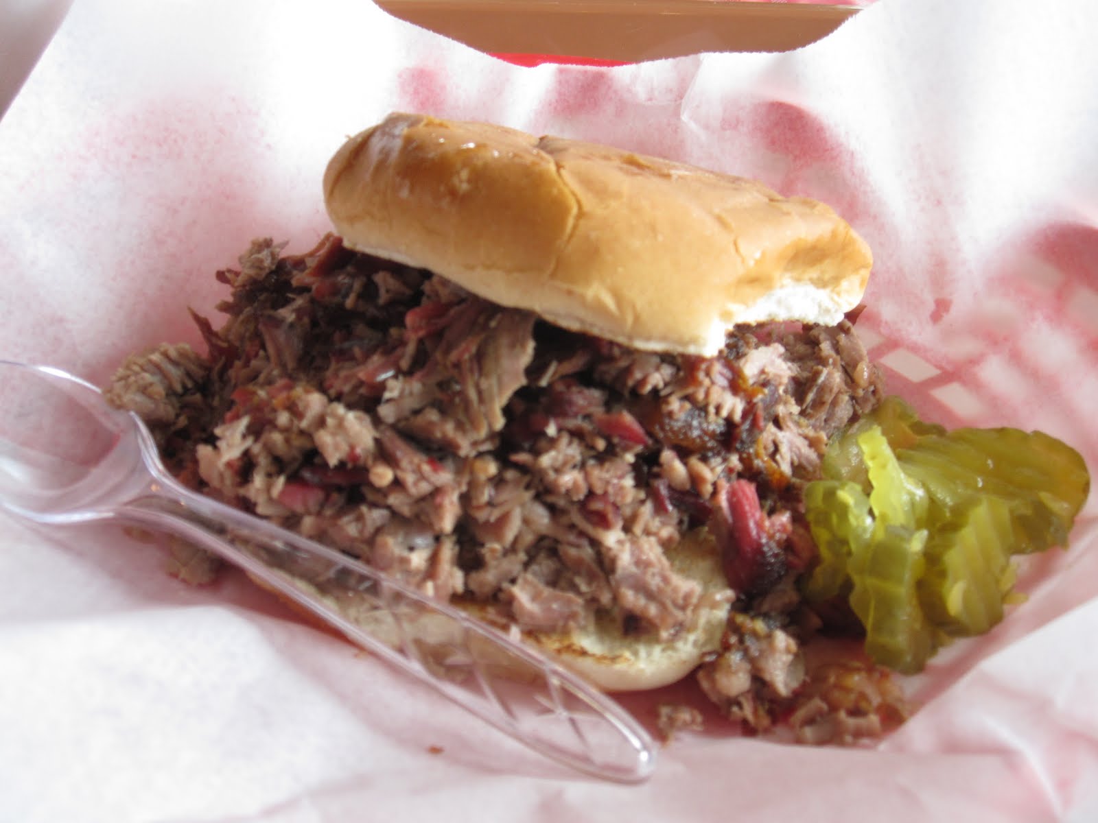 Man Up Tales of Texas BBQ™ Choppedbrisket sandwich & pork rib at