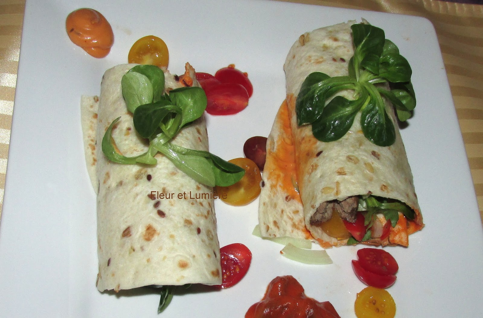 Fleur et Lumière Tortilla wraps maison / Viande de bœuf, mâche