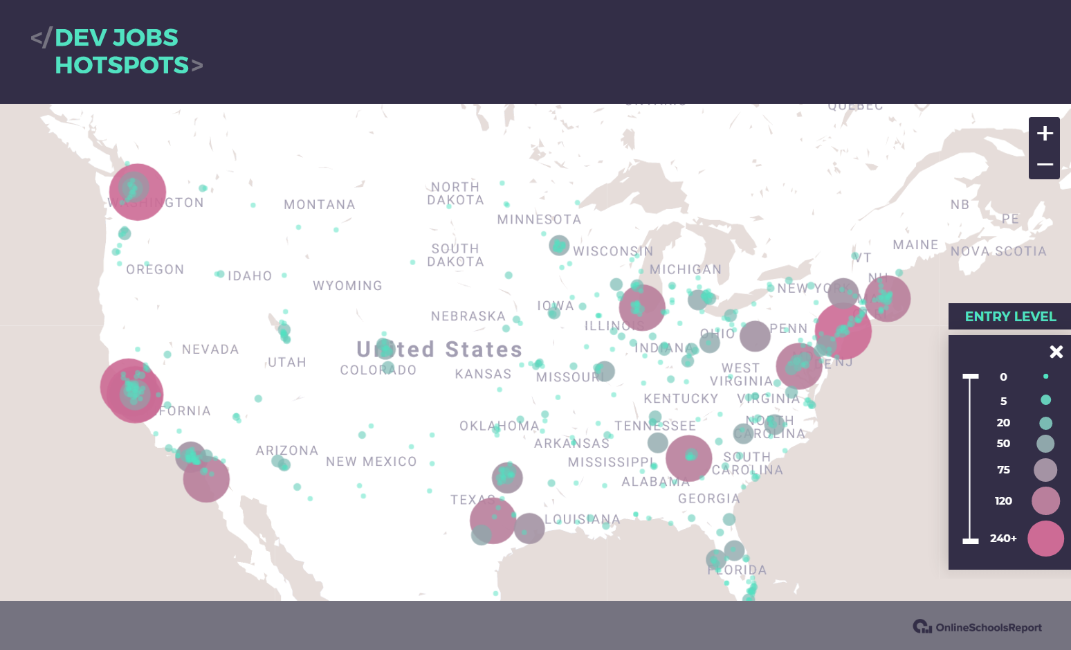 Developer jobs have the 10th most highly anticipated growth rates in the next five years. And as of today, there are 83,000 full-time developer jobs in the U.S. But where are those jobs? And who's getting hired for them? Here's the data that highlights the best places in America to land a developer job. Seattle is the dev jobs capital, with 5,285 vacancies (nearly double that of New York City). However, NYC is the top virtual destination - with 236 job listings for remote opportunities. Nearly 25% of all vacancies are for companies in California.