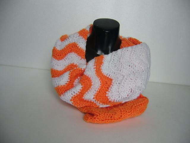 orange crochet chevron cowl