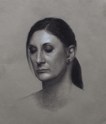 charcoal and white chalk portrait drawing by artist Emilae Belo