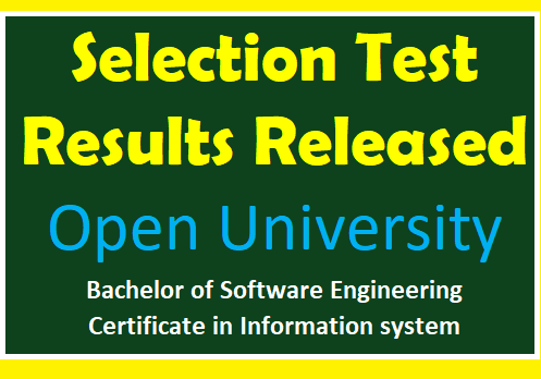 Selection Tesr Results Released : Open University 