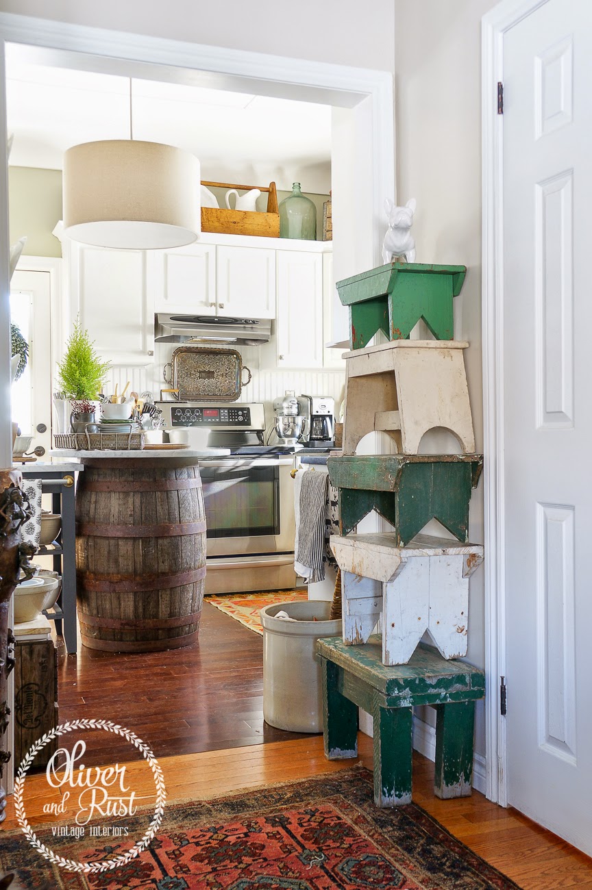 Stack of green and cream stools from Oliver and Rust | Friday Favorites at anderson + grant