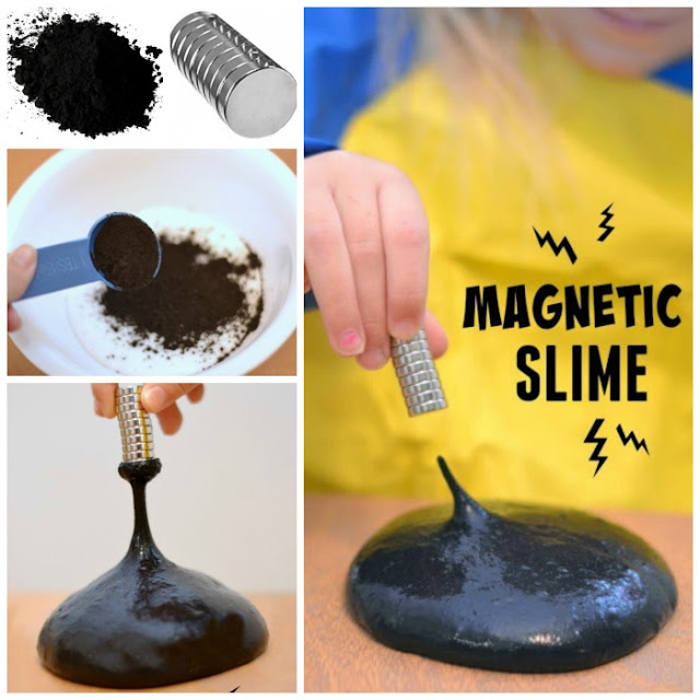 FUN KID PROJECT:  Make magnetic slime! (It's alive!!!!!) #slimerecipe #slime #slimerecipeforkids #magneticslime #howtomakeslime #howtomakemagneticslime #artsandcraftsforkids #playrecipesforkids #playrecipes 