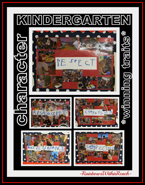 photo of: Kindergarten Character traits captured in Photographs on Bulletin Board