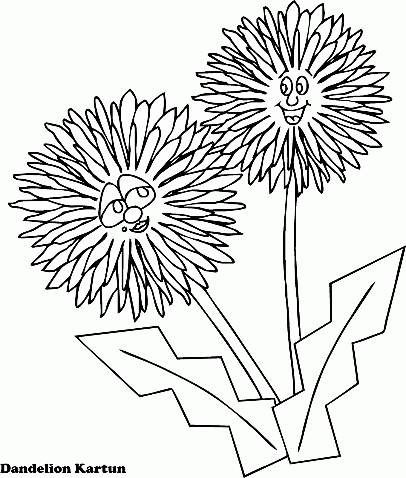 Mewarnai Gambar Bunga Dandelion Randa Tapak Versi Kartun Nyata