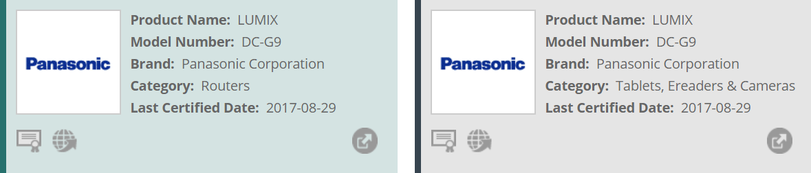 Регистрация Panasonic Lumix G9 в Wi-Fi Alliance