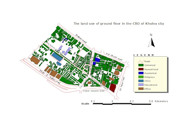 Landuse of Ground floor in the CBD of Khulna City