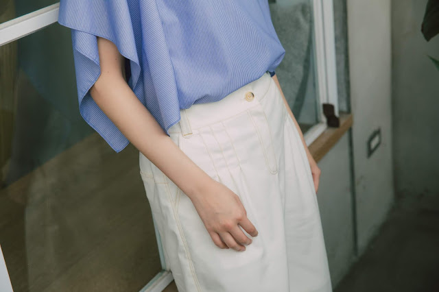 彎彎小河波浪造型袖上衣