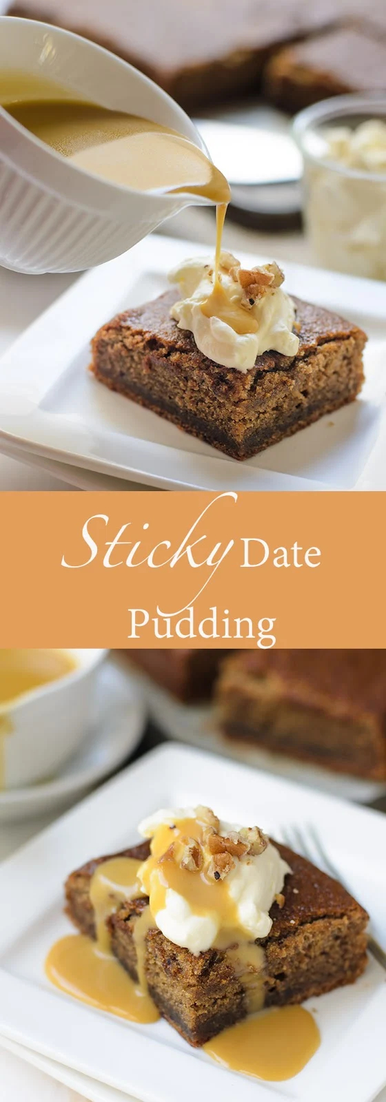 Sticky date pudding with brown butter toffee sauce photo