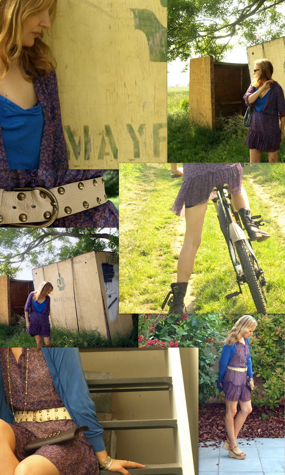 Floral dress, Floral dress and combat boots, biking in a dress