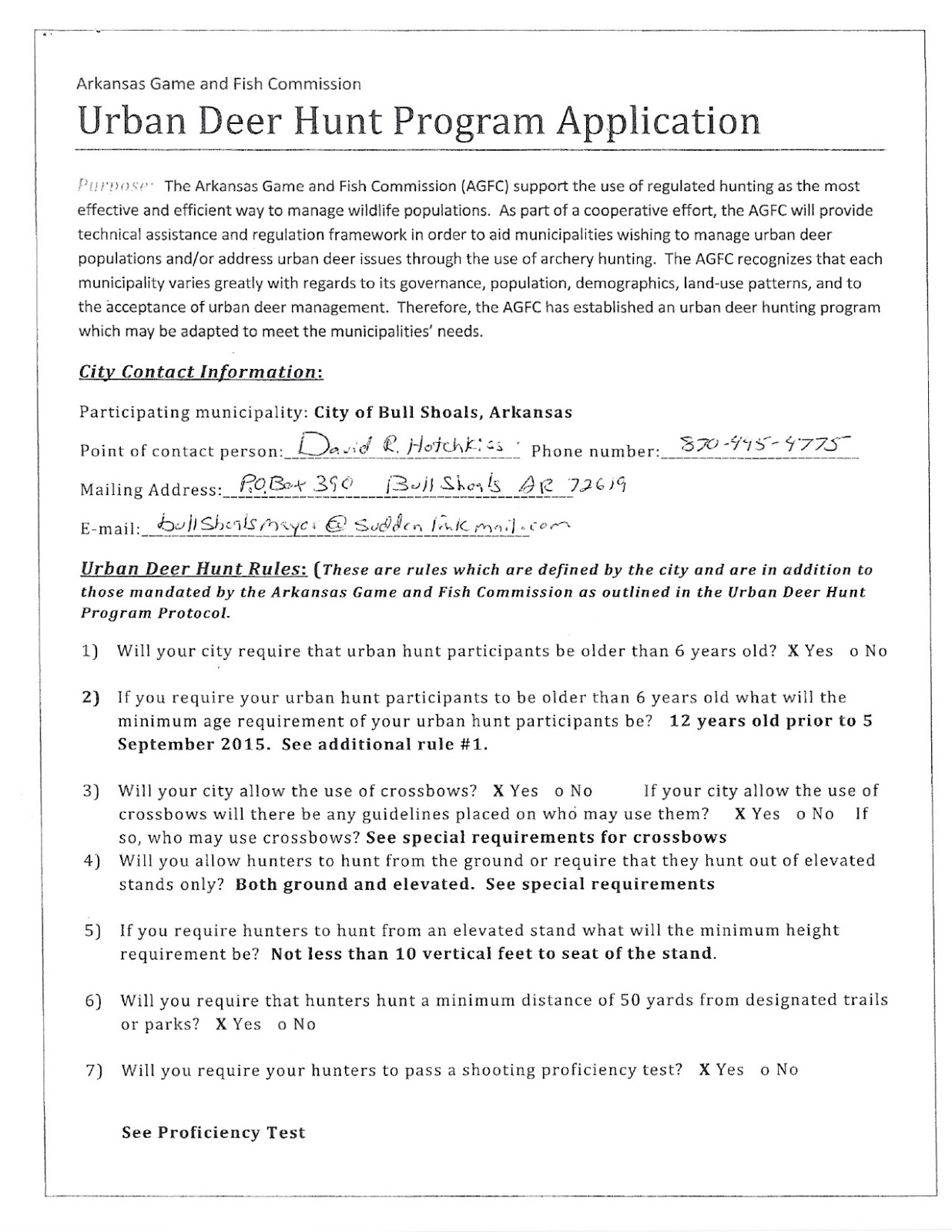 Bull Shoals NEWS City Council MeetingUrban Deer Hunt Regulations