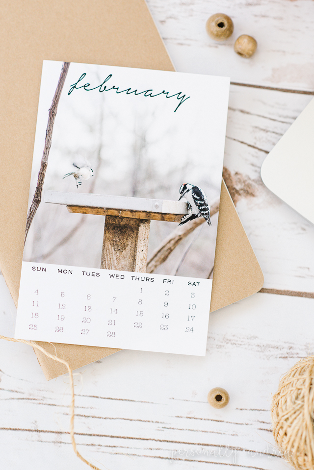 Free Printable February Photo Calendar Card