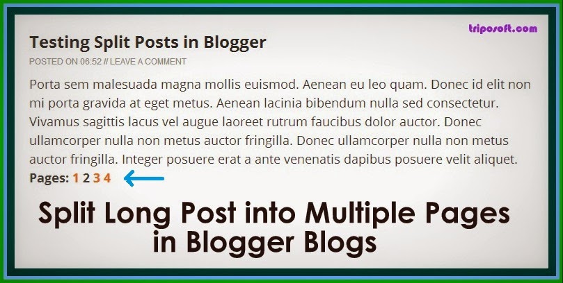 Cara Membagi Posting Blog Menjadi Dua Halaman