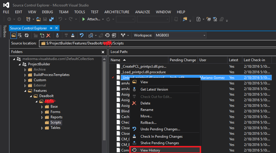 External script. Source Control Visual Studio. Team Explorer Visual Studio. Custom Control Visual Studio. Visual Studio source Control Undo pending changes.