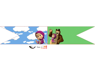 Masha y el Oso: Imprimibles Gratis para Fiestas. Banderitas o toppers para cupcakes o para poner en la comida