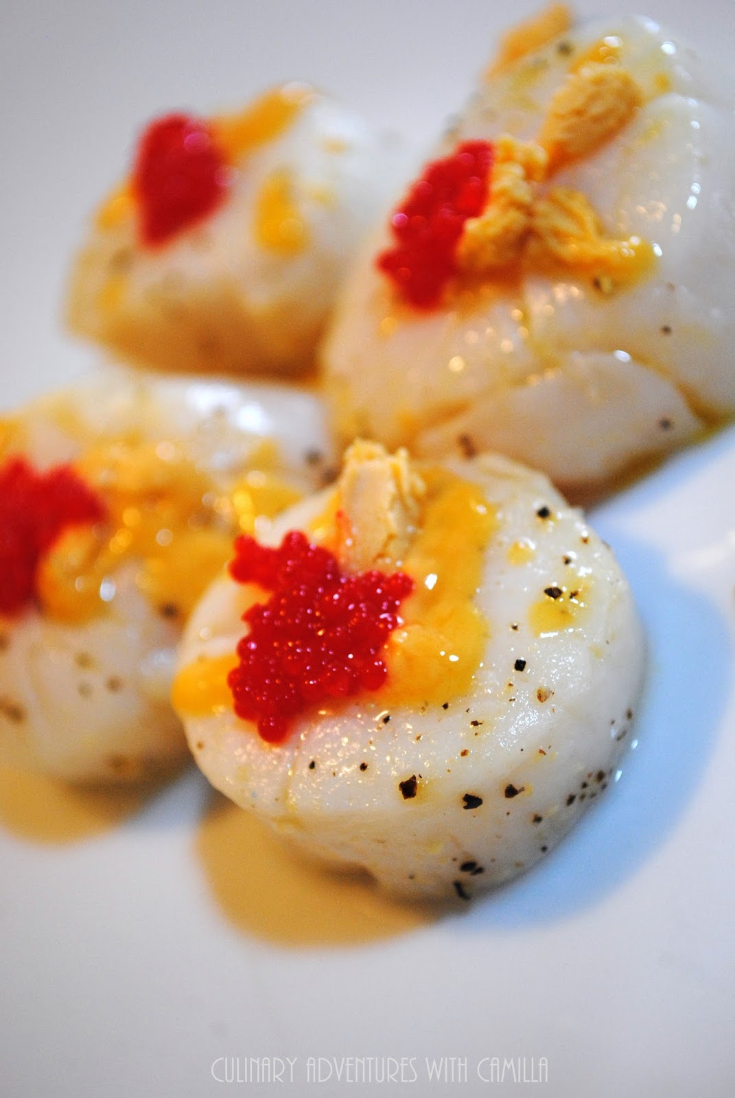 PanFried Scallops with Uni Butter and Caviar for FishFridayFoodies