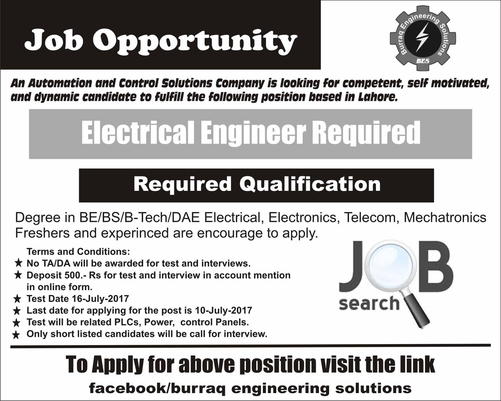 Burraq Engineering Solutions(BES) for Fresh Engineers Engineering Jobs In Pakistan